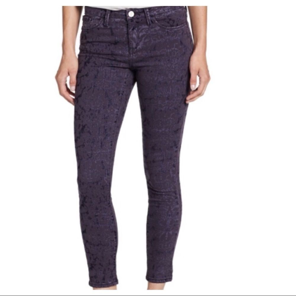 MARCHESA VOYAGE FLOCKED JACQUARD JEANS